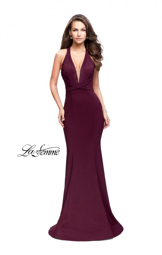 Burgundy Wedding Guest Dress by La Femme Style 25503