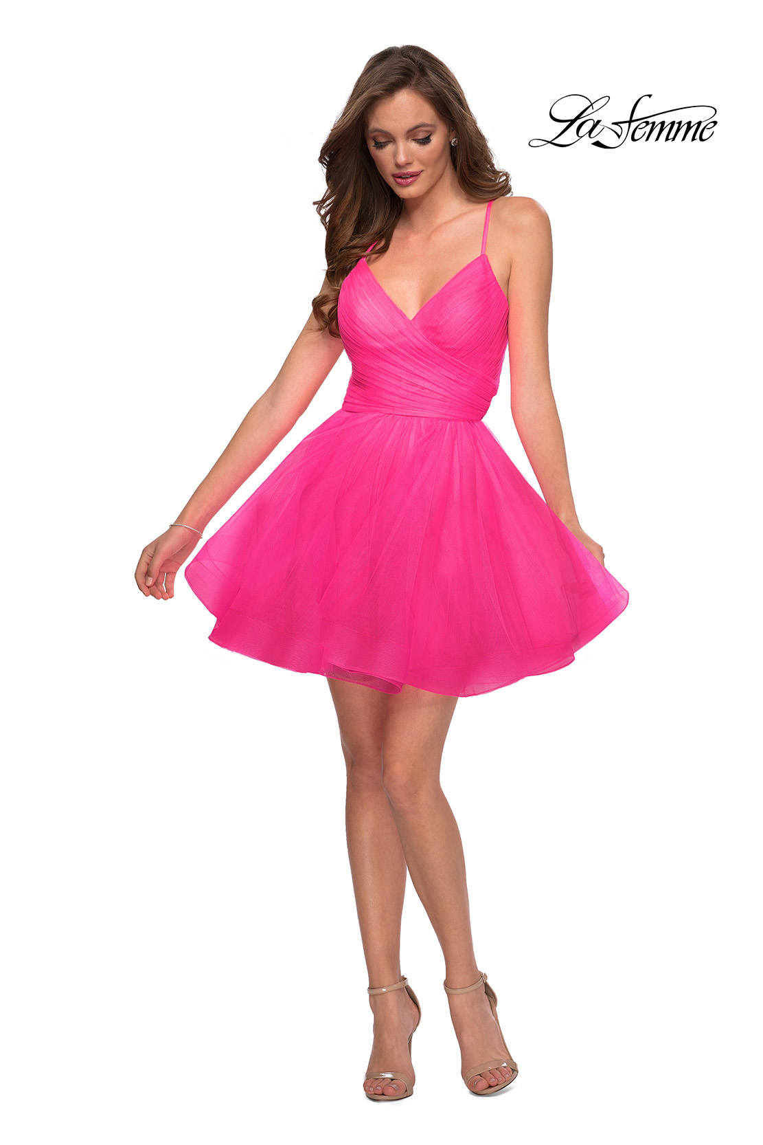 Neon Pink Short Dress for Homecoming
