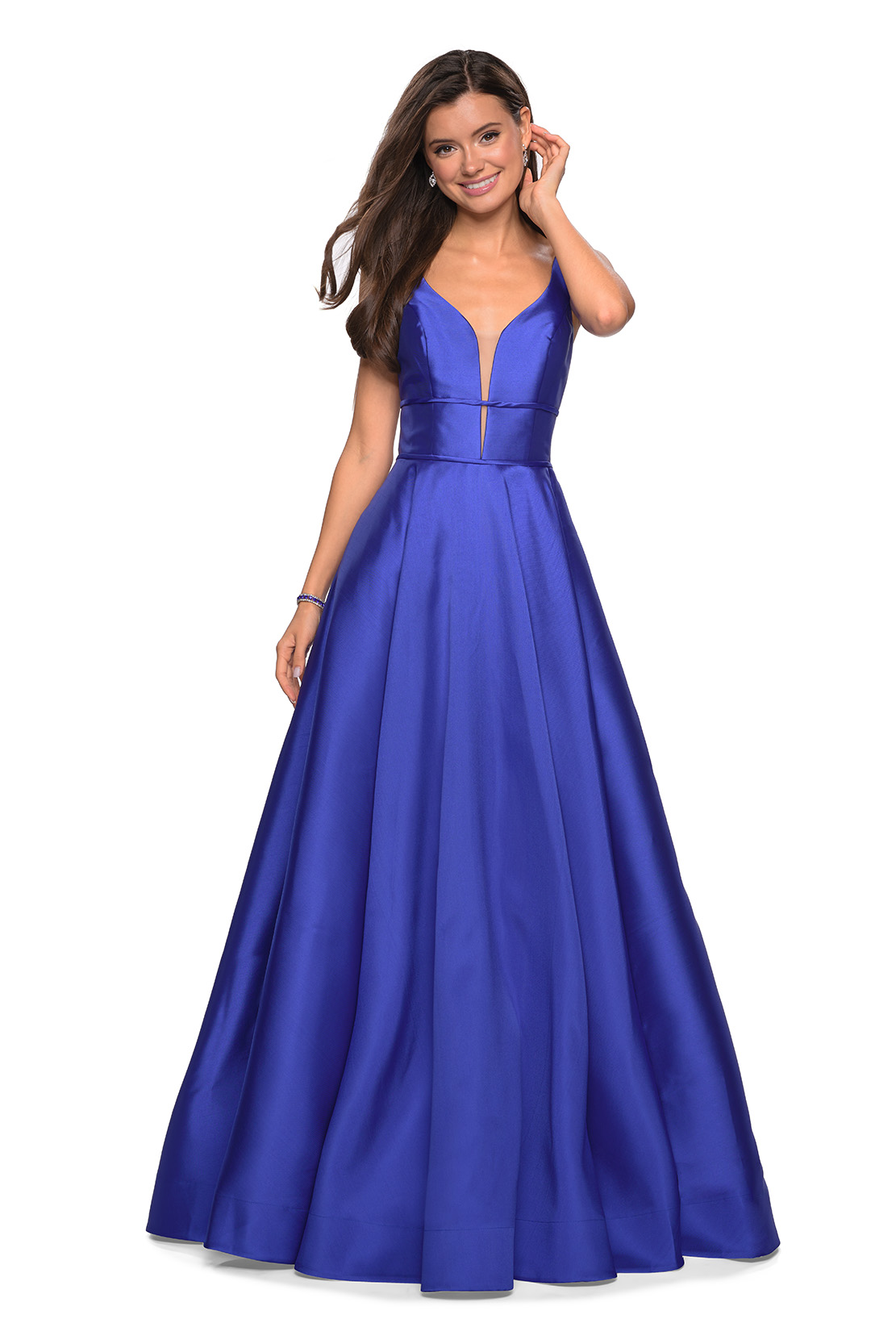 A Line Sapphire Blue Prom Dress, Front Picture