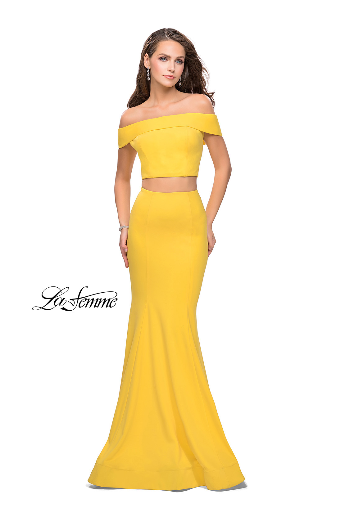 Yellow Two Piece Prom Dress by La Femme