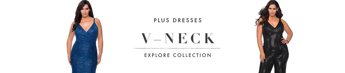 Picture of: V Neck Plus Size Dresses