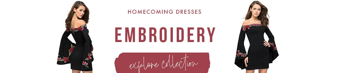 Embroidered homecoming dresses