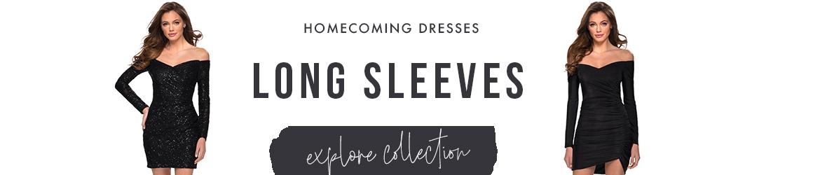 Long sleeve homecoming dresses and short dresses with sleeves