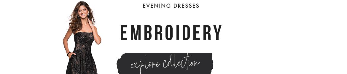 Embroidered evening dresses