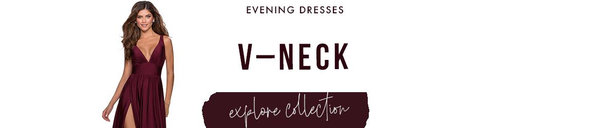 V-neck evening dresses