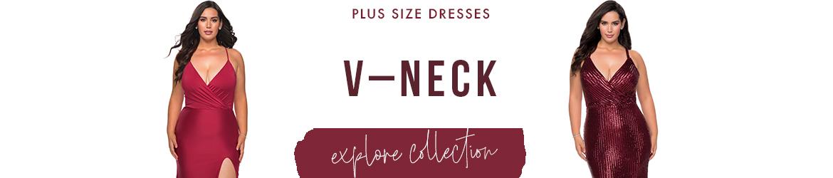 Picture of: V Neck Plus Size Dresses