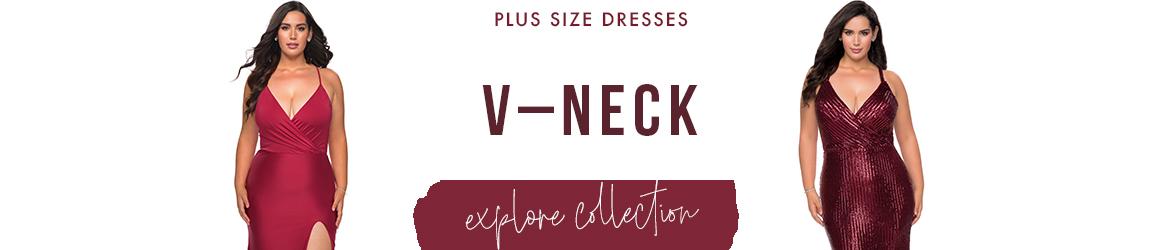 Picture of: V Neck Plus Size Dresses