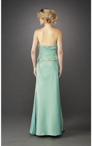 Picture of: Elegant Fitted Prom Dress with Side Ruching and Beads in Green, Style: 12525, Back Picture