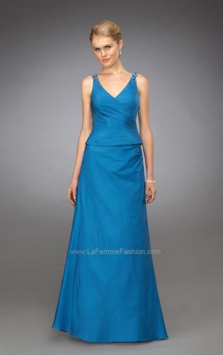 Picture of: Long Dress with Ruched Bodice and Embellished Straps in Blue, Style: 13673, Main Picture