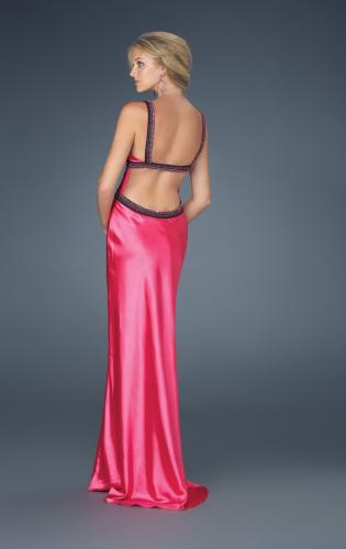Picture of: Long Gown with Sweetheart Neckline and Open Back in Pink, Style: 14425, Back Picture