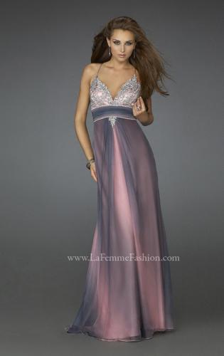 Picture of: Chiffon Prom Gown with Beaded Bust and Skirt Overlay in Purple, Style: 14757, Main Picture