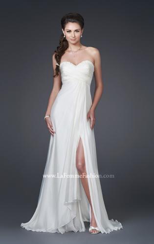 Picture of: Silk Gown with Ruched Bodice and Optional Slit in White, Style: 15100, Main Picture