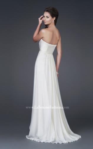 Picture of: Silk Gown with Ruched Bodice and Optional Slit in White, Style: 15100, Back Picture