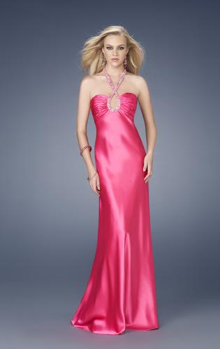 Picture of: Satin Dress with Intricate Beaded Neckline and Back in Hot Pink, Style: 15121, Main Picture