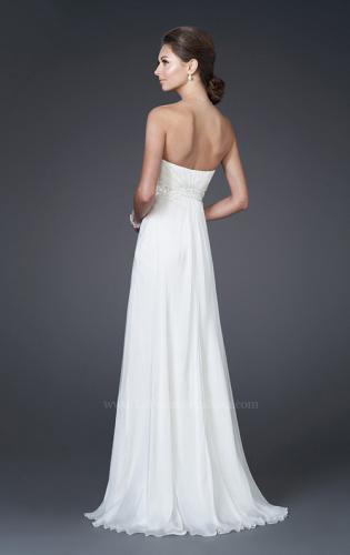 Picture of: Sweetheart Neckline with Ruched Bodice and Slit in White, Style: 15368, Back Picture
