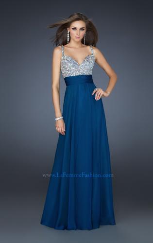 Picture of: Jewel Encrusted Prom Gown with A-line Skirt in Orange, Style: 16802, Detail Picture 8