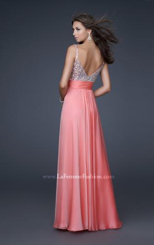 Picture of: Jewel Encrusted Prom Gown with A-line Skirt in Pink, Style: 16802, Back Picture