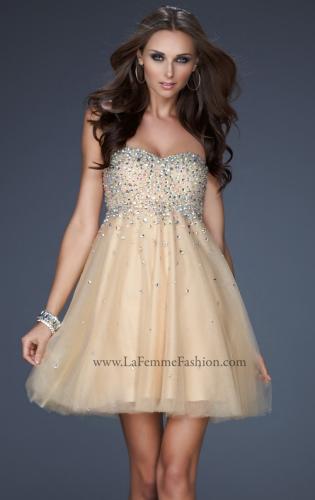 Picture of: Playful Cocktail Dress with All Over Beadwork in Nude, Style: 17123, Main Picture