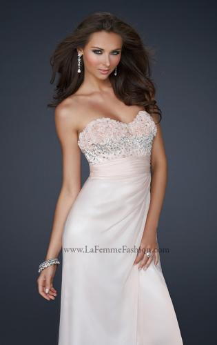 Picture of: Strapless Chiffon Prom Dress with Slit and Embellishments in Pink, Style: 17316, Main Picture
