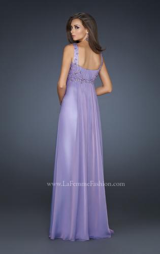 Picture of: Pleated Goddess Inspired Prom Dress with Beading in Purple, Style: 17476, Back Picture