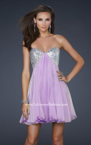 Picture of: Strapless Chiffon Gown with Open Back and Beads in Purple, Style: 17649, Main Picture