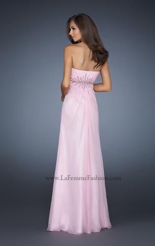 Picture of: Chiffon Empire Waist Prom Dress with Beads and Slit in Pink, Style: 17712, Back Picture