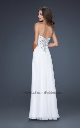 Picture of: Long Chiffon prom Dress with Beading and Pleated Detail in White, Style: 17767, Back Picture