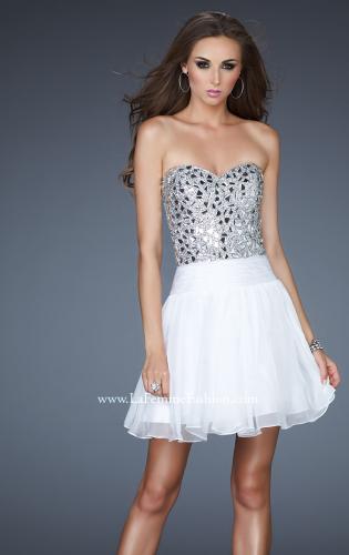 Picture of: Sexy Chiffon Cocktail Dress with Beaded Bust in White, Style: 17953, Detail Picture 3