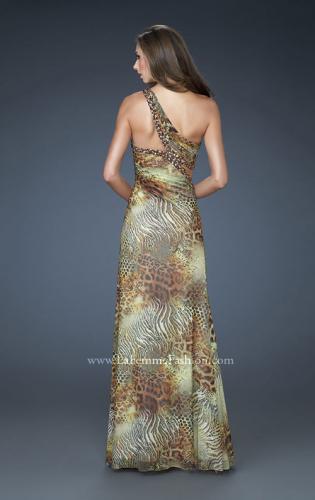 Picture of: Sexy One Shoulder Animal Print Net Dress with Beading in Print, Style: 18090, Back Picture