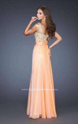 Picture of: A-line Chiffon Prom Dress with Scoop Back and Stones in Orange, Style: 18701, Back Picture