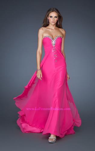 Picture of: Long Prom Dress with Rhinestones and Layered Skirt in Pink, Style: 18856, Main Picture