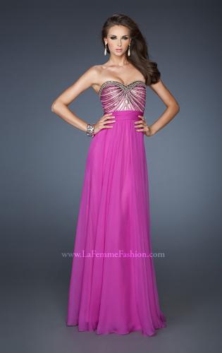 Picture of: Long Chiffon Prom Dress with Embellished Bodice in Pink, Style: 18897, Main Picture
