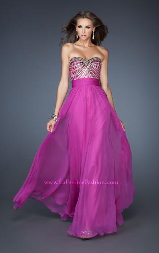 Picture of: Long Chiffon Prom Dress with Embellished Bodice in Pink, Style: 18897, Detail Picture 1