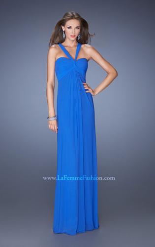 Picture of: Long Jersey Prom Dress with Halter Straps in Blue, Style: 19348, Main Picture