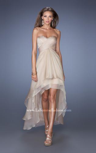 Picture of: Strapless High Low Prom Dress with Tiered Skirt in Nude, Style: 19471, Detail Picture 3