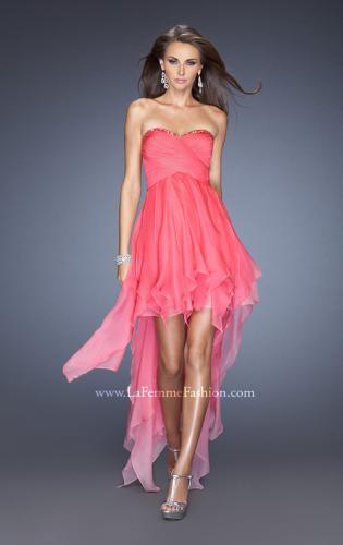 Picture of: High Low Ombre Prom Dress with Bejeweled Trim in Pink, Style: 19634, Detail Picture 1