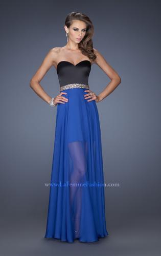 Picture of: Strapless Prom Dress with Attached Long Chiffon Overlay in Blue, Style: 19766, Main Picture