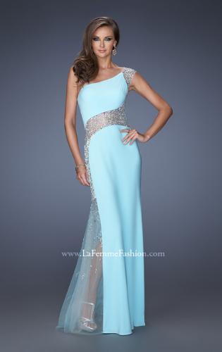 Picture of: Long Prom Dress with Jewel and Beaded Embellishments in Blue, Style: 19867, Main Picture