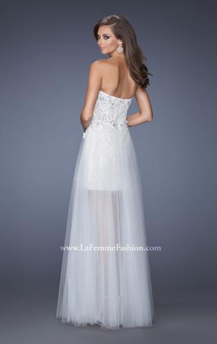 Picture of: Strapless Mini Dress with Corset Bodice and Long Skirt in White, Style: 19961, Back Picture