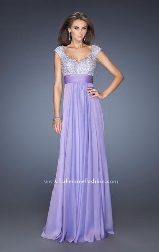 Picture of: Long Prom Gown with Pearl and Stone Encrusted Bodice in Purple, Style: 20003, Detail Picture 1