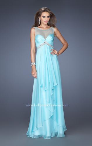 Picture of: Chiffon Prom Gown with Tiered Gathered Skirt and Belt in Blue, Style: 20026, Main Picture