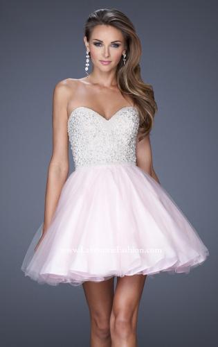 Picture of: A-line Short Dress with Sweetheart Neckline and Pearls in Pink, Style: 20033, Detail Picture 2