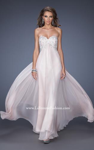 Picture of: Chiffon Prom Gown with Empire Waist and Jewels in Pink, Style: 20057, Main Picture