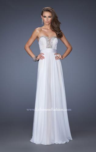 Picture of: Strapless Prom Gown with Lace and Sweetheart Neckline in White, Style: 20115, Detail Picture 1