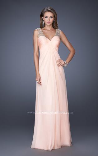 Picture of: Long Empire Waist Chiffon Prom Gown with Crystal Beads in Pink, Style: 20122, Detail Picture 1