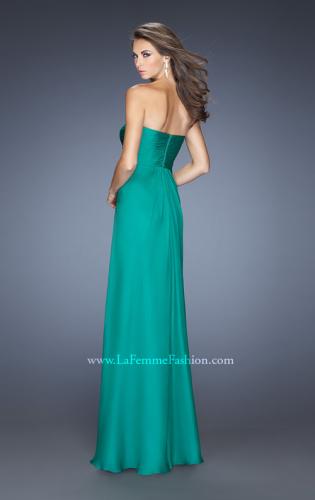 Picture of: Fitted Prom Dress with Layered Skirt and Pleated Bodice in Green, Style: 20129, Back Picture