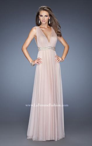 Picture of: V Neck Vintage Inspired Prom Dress with Pleated Bodice in Pink, Style: 20149, Main Picture