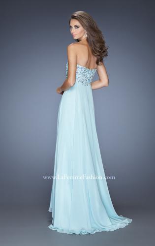 Picture of: Natural Waist Chiffon Prom Dress with Stones and Jewels in Blue, Style: 20168, Back Picture