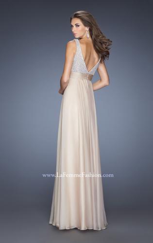 Picture of: Long Prom Gown with Chiffon Skirt and Gathered Waist in Nude, Style: 20203, Back Picture