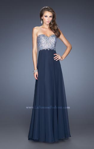 Picture of: Chiffon Gown with Natural Waist and Low Back in Blue, Style: 20217, Main Picture